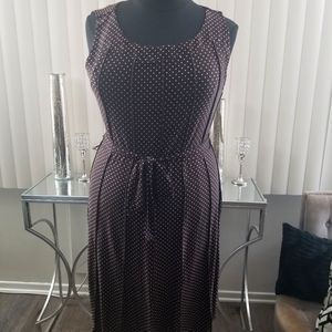 Belted Brown polka dot sleeveless dress